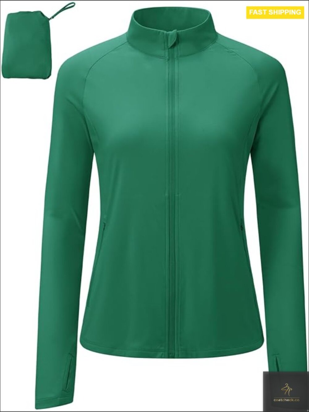 Lightweight Zip Up Running Jacket UPF 50+ Sun Protection Thumb Holes